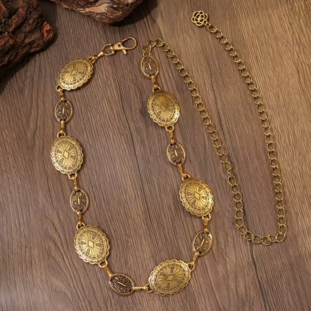 Anthropologie Gold Medallion Link Necklace/Belt
